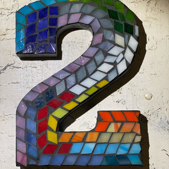 Stained Glass Mosaic House Number 2 Handcrafted - Picture 1 of 8